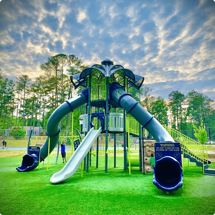 Colorful playground in a park setting